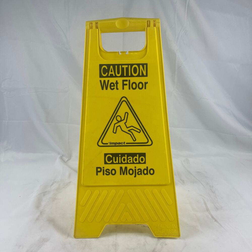 Impact Products NR149 Yellow A-Frame Caution Wet Floor Sign Bilingual Safety
